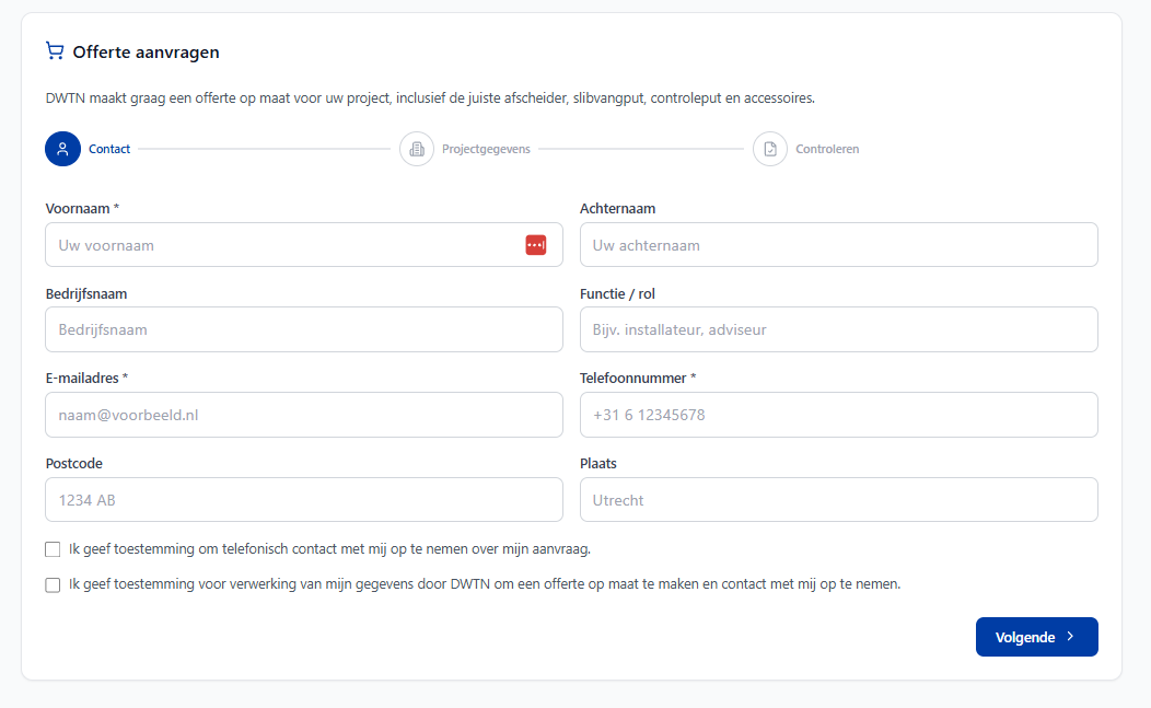 DWTN — Offerteflow: Van rekenuitkomst naar een gerichte aanvraag