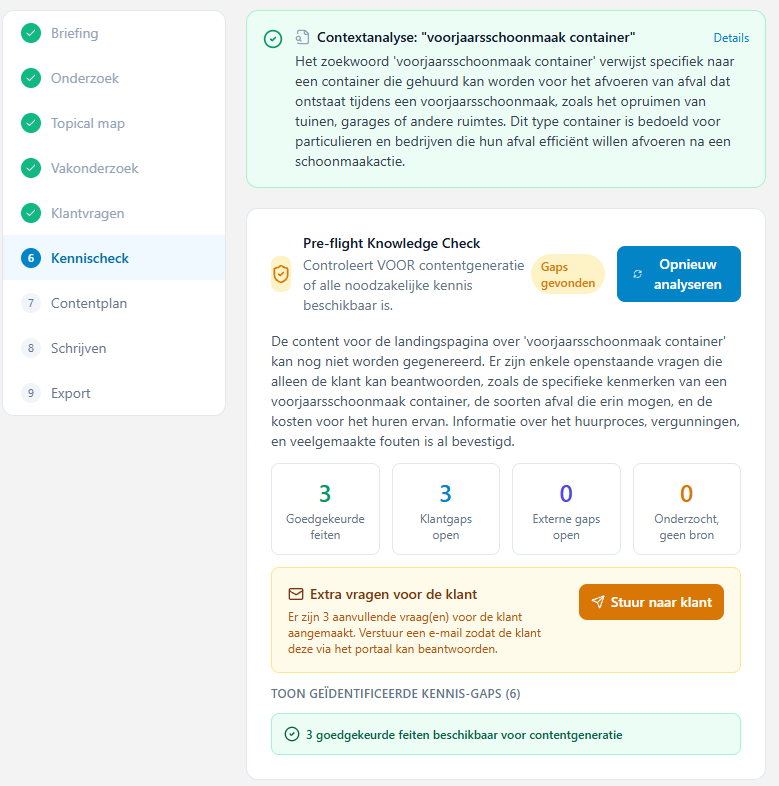 Contentooo kennischeck met open klantvragen