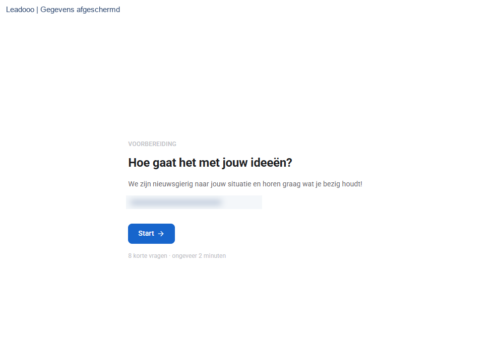 Leadooo Bezoekersroute, gevoelige gegevens afgeschermd