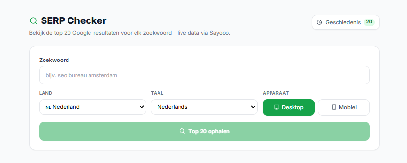 SAYOOO — SERP Checker: Bekijk een zoekresultaat in de juiste context